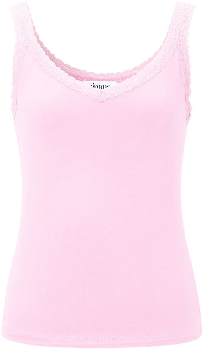 Gimme - Basic Top Lace – Gebreide Top met Kanten Detail – Elegante Onmisbare Essential - Roze - Maat M
