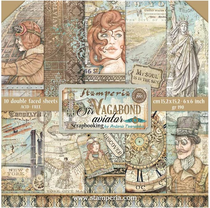 Stamperia - Sir Vagabond Aviator - 6x6 Inch Paper Pack (SBBXS18)