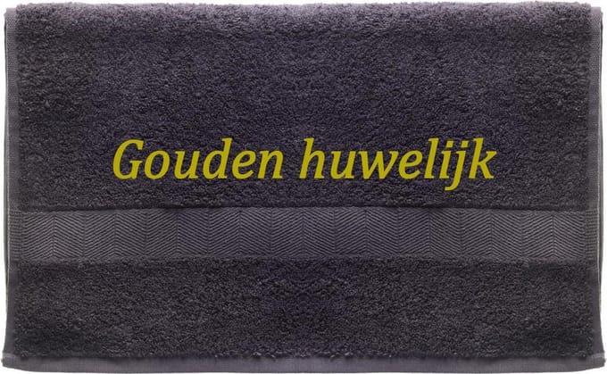 Handdoek - Goudenhuwelijk - 100x50cm - Grijs