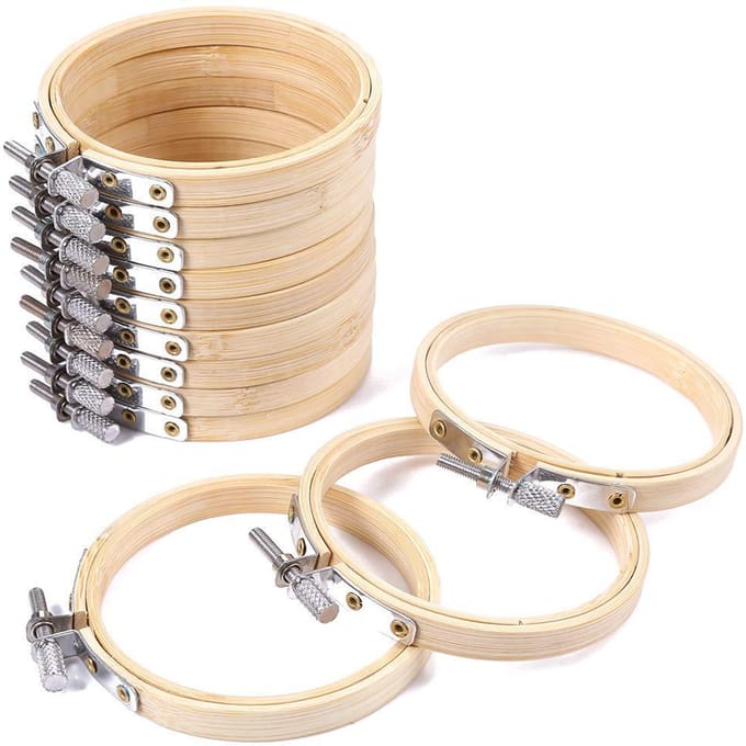 Borduurring Rond Lichtgewicht Bamboe Klein Kruissteek voor DIY Handwerk beige