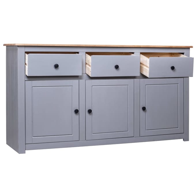 vidaXL - Dressoir - Panama - Range - 135x40x80 - cm - massief - grenenhout - grijs