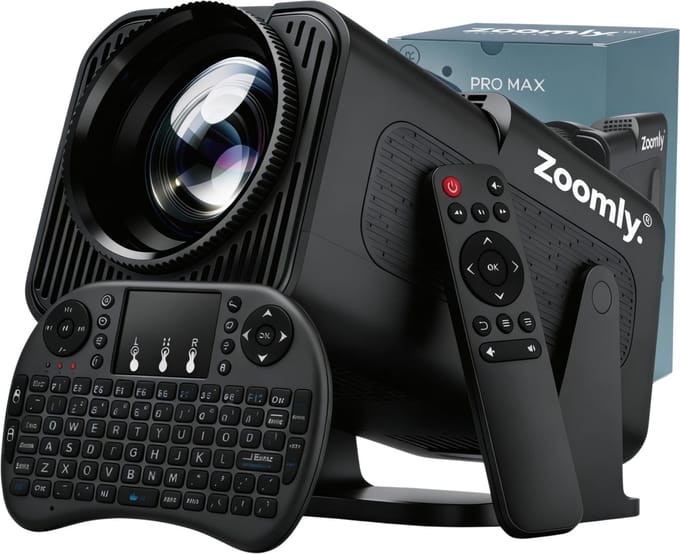 Zoomly® Pro MAX Beamer – Mini Beamer – Smart Projector – Full HD 1080p – Supports 4K – Android 13 – iOS & Android – 10.000 Lumen – Incl. Smart Remote