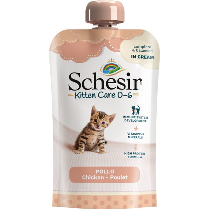 10x 150g Schesir Kitten in Crème Kip natvoer voor katten