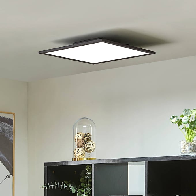Lindby LED paneel Lamin, zwart, 40 cm, CCT, dimbaar, afstandsbediening