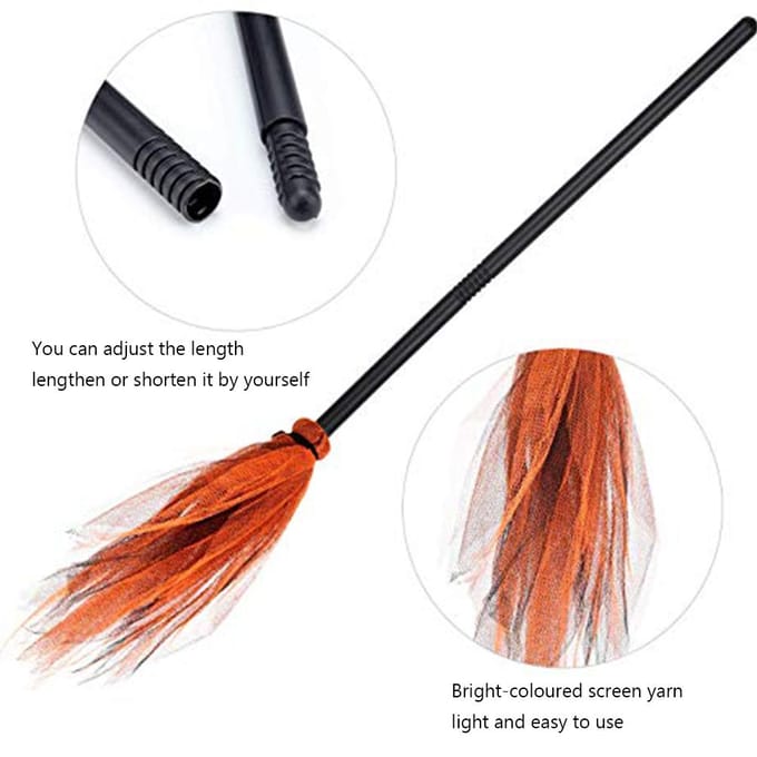 Halloween Heksenbezem Plastic Bezem Requisieten voor Kostuumfeest Halloween Decoratie black