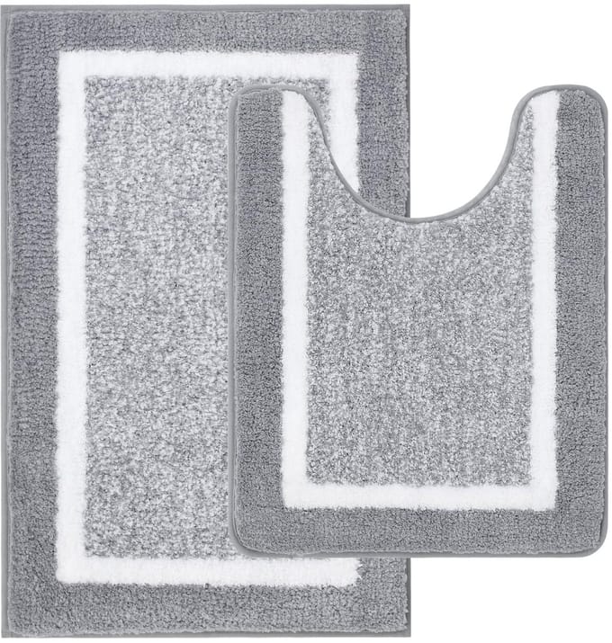 Dailygoods - Antislip Badmatten - 2 Stuks - Microvezel - Donkergrijs