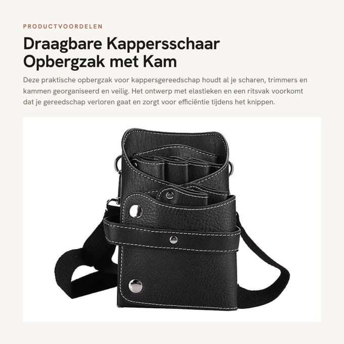 Dailygoods - Draagbare Kappersschaar Opbergzak met Kam en Riem