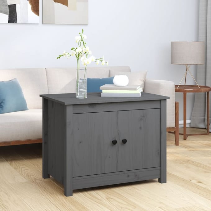 vidaXL - Salontafel - 71x49x55 - cm - massief - grenenhout - grijs