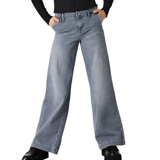 ONLY KOGCOMET WIDE LEG DNM MAT624 NOOS Meisjes Jeans - Medium Grey Denim - Maat 164