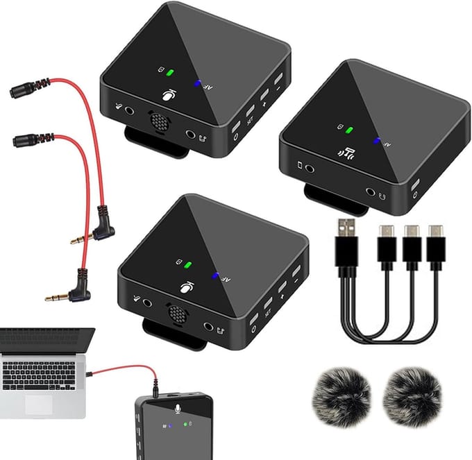 Draadloos Microfoonsysteem - Clip Microfoon - Ruisvrije Opnames - Directe UHF Verbinding - 20x9x7 cm - Zwart
