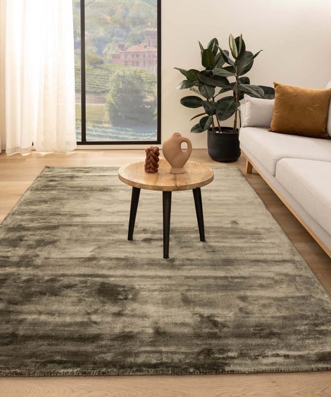 Viscose vloerkleed - Pearl olijfgroen 300x400