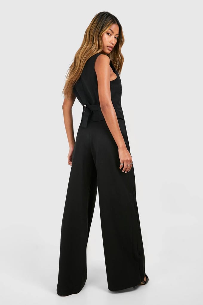 boohoo Dames Extreme Plooien Wijde Pijp Broek | Zwart | Maat: 40