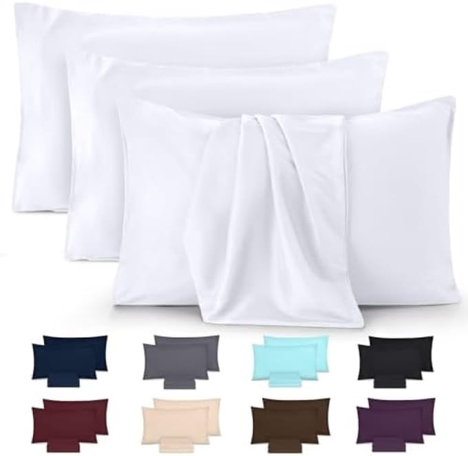 Kussensloop Set van 4 - Zachte Geborstelde Microvezel Hoeslopen - Envelopsluiting - Krimp- en Kleurvast - 50x75 cm - Wit