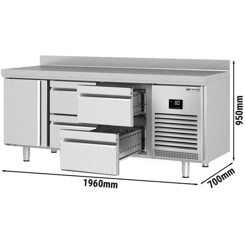 GGM Gastro Kühltisch Premium PLUS - 1960x700mm - mit 1 Tür - 4 Schubladen - mit Aufkantung
