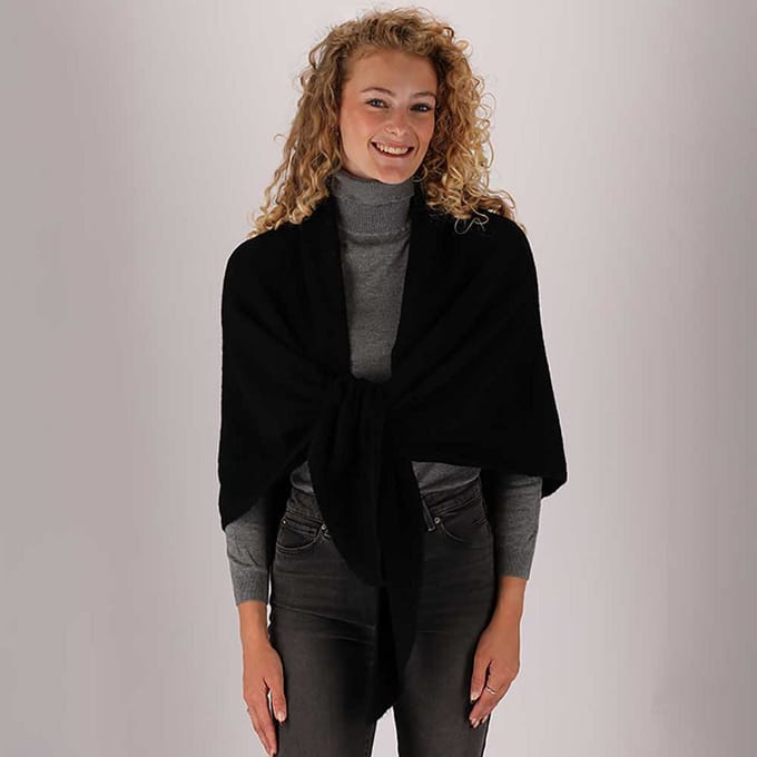 Gebreide omslagdoek - Dames - Zwart - Zwart / One Size