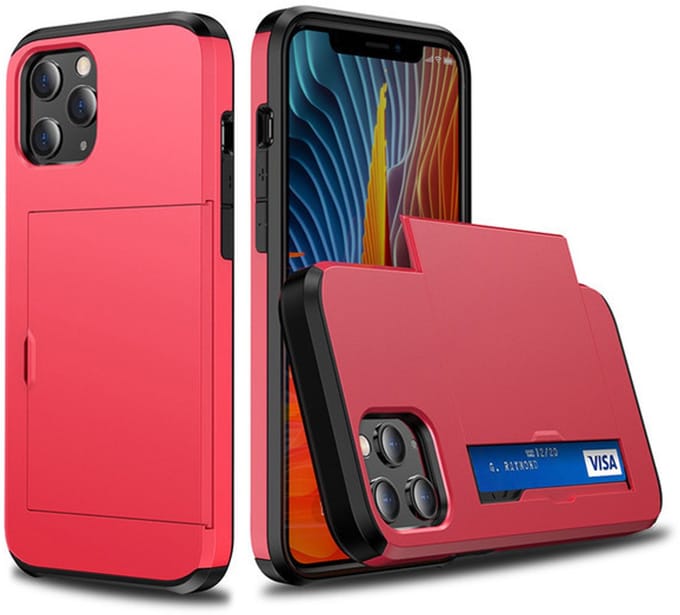 Hoesje geschikt voor iPhone 8 - Backcover - Hardcase - Pasjeshouder - Portemonnee - Shockproof - TPU - Rood