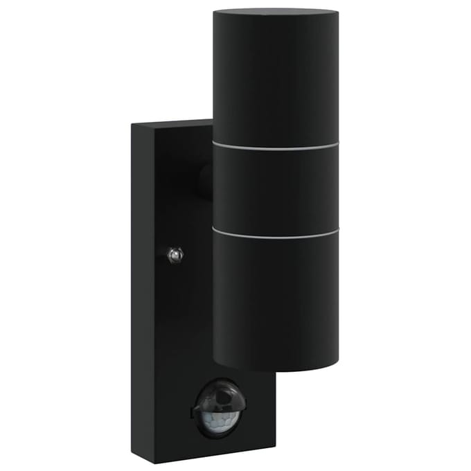 vidaXL Buiten Wandlamp Zwart 7 x 10 x 22 cm RVS en Glas