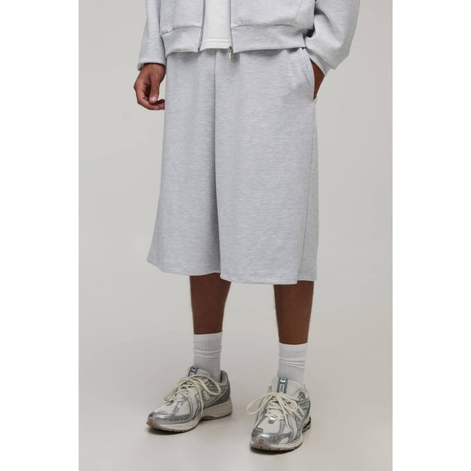 Scuba Bermuda Jort Met Plooien Vooraan | Grey Marl | Size Large