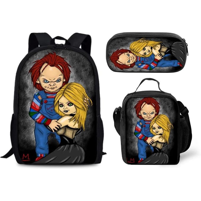 Horror Chucky Schooltas Rugzak Lunchtas Etui Set Cadeau voor Kinderen Studenten
