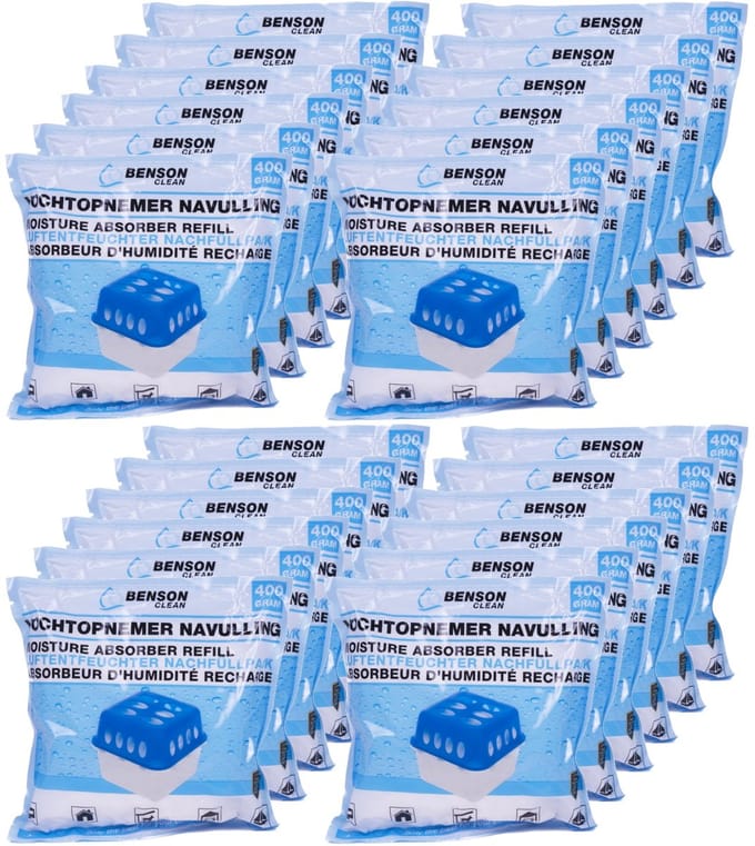 Benson Vochtopnemer navulling - 400 gram - 24 stuks - Beschermt tegen schimmel en geurtjes