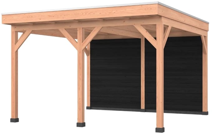 Douglas overkapping, 400 x 400, met achterwand, Westwood Comfort Plus Zwart