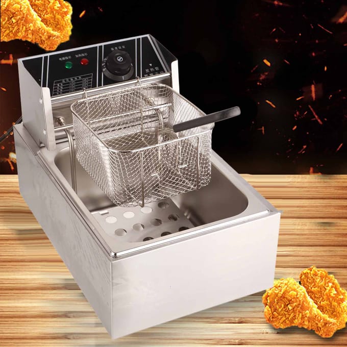 Elektrische Friteuse RVS Frietjes Chips Friteuse Machine voor Commercieel Gebruik 2500W gray