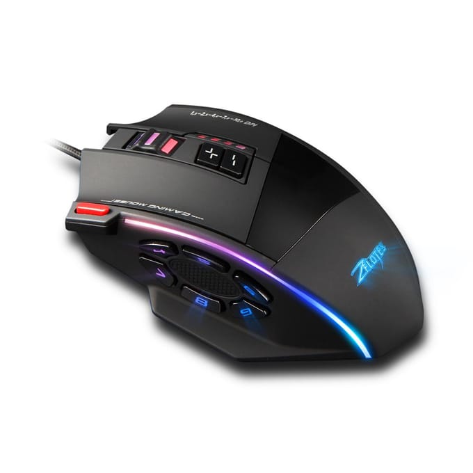 Zelotes C-13 Muis met 13 programma's Cintura RGB zwart