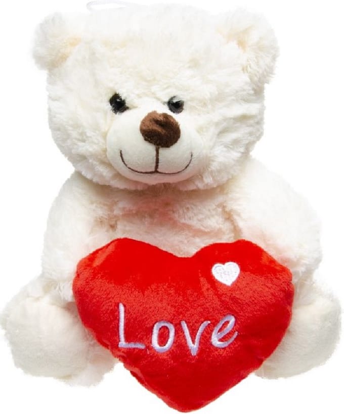 Pluche beer - 23 cm - wit - knuffel met hartje - Love - cadeau Valentijn/moederdag