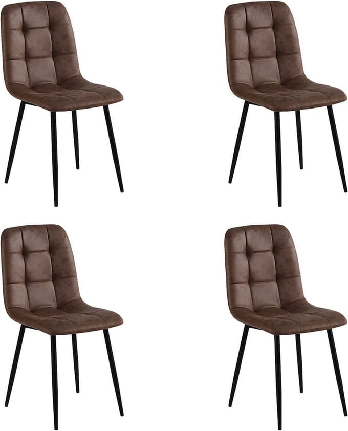 Colenis - Ela Eetkamerstoel - Set Van 4 - Bruin - Microvezel - Design