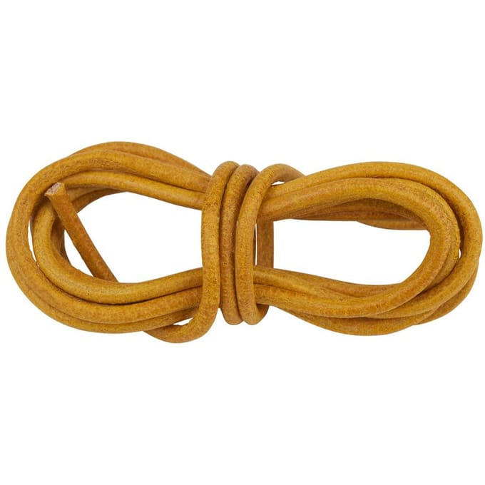 Leren riem rond, Ø 1 mm - Geel