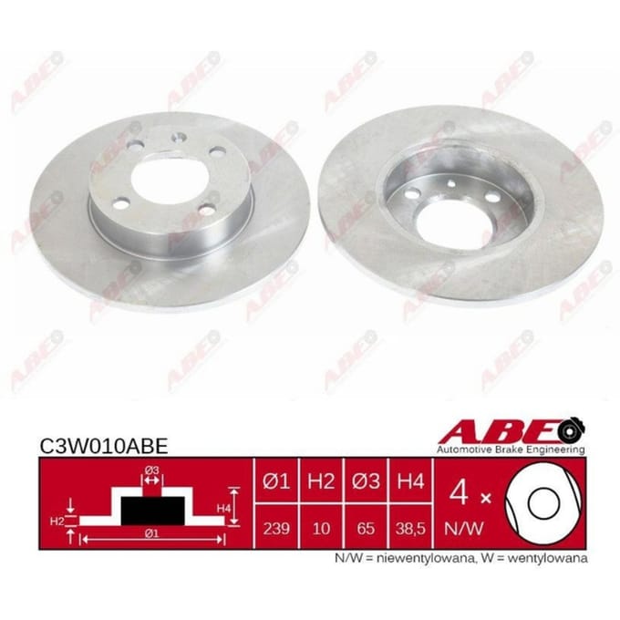 Remschijf ABE C3W010 voorkant, compleet, 1 Stuk