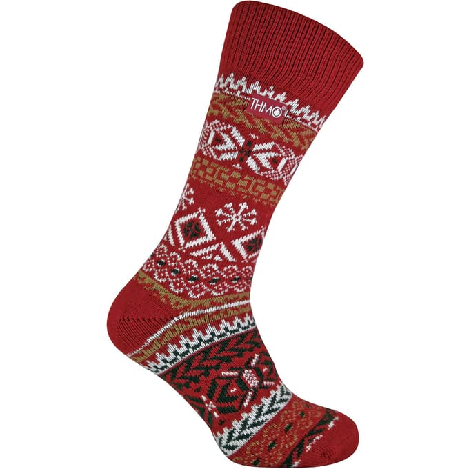 THMO - Vintage herensokken van thermo wolmix - Fairisle Rood