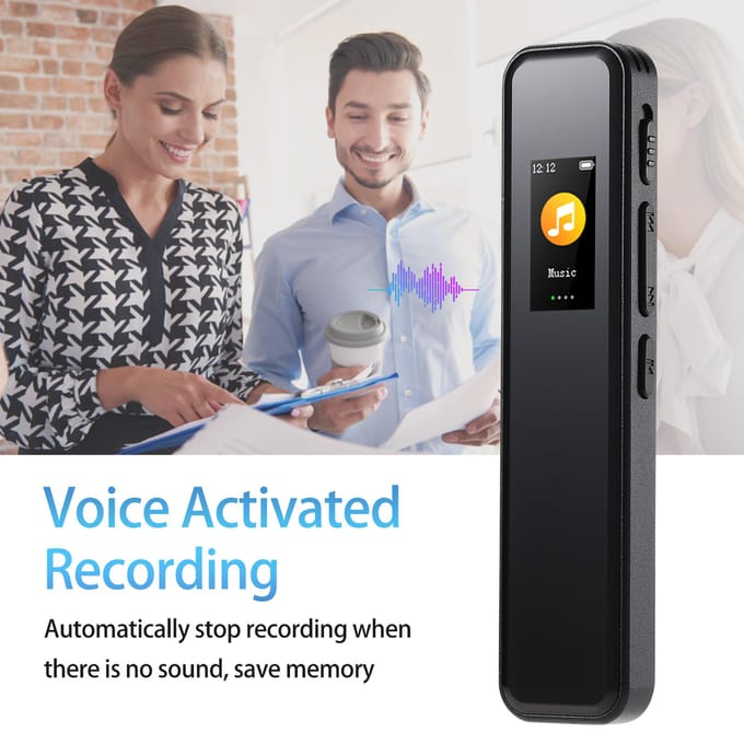 64G Digitale Voice Recorder Geactiveerde Opname Afspelen MP3 Muziekspeler met Microfoon en Luidspreker 1536KBPS zwart