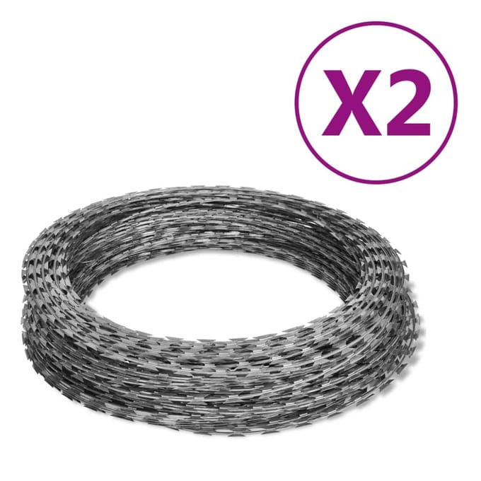 vidaXL - Scheermesprikkeldraad - 2 - st - 100 - m - gegalvaniseerd - staal