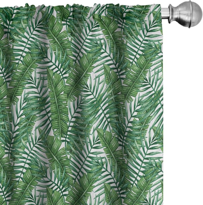 ABAKUHAUS Jungle Leaves – Gordijnen – 2-delige set 75×245 cm, microvezel