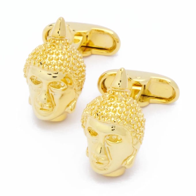 Manchetknopen - Buddhahoofd Zen Yoga Goud