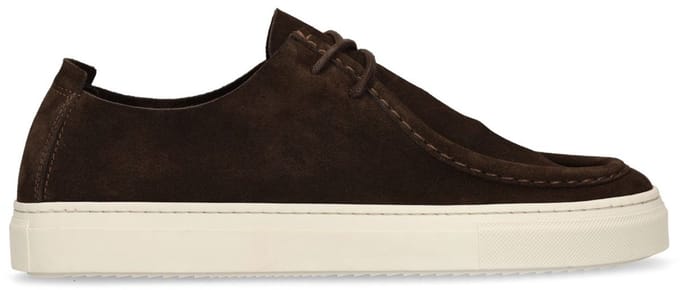 Manfield - Heren - Donkerbruine suède veterschoenen - Maat 43