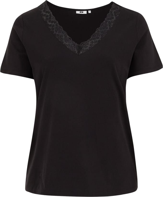 WE Fashion Dames T-shirt met kant - Curve