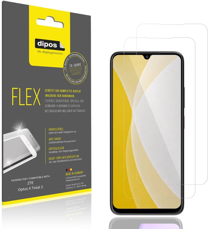 dipos – 2x Beschermfolie geschikt voor ZTE Optus X Total 2 | 3D Full Cover Screenprotector | 100% Passend