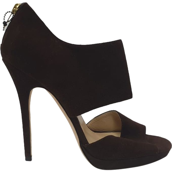 Jimmy Choo Lagoon Open Toe Sandalen in Bruin Suède