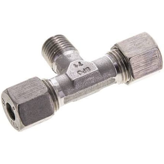 8S & M14x1.5 (con) RVS T-stuk Snijringkoppeling Buitendraad 630bar ISO 8434-1