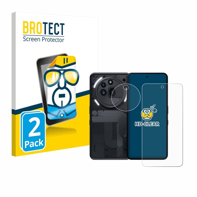 BROTECT - Screenprotector voor Nothing Phone (3a) Pro (Voor+Camera) - Folie Beschermfolie transparant 2 Stuks