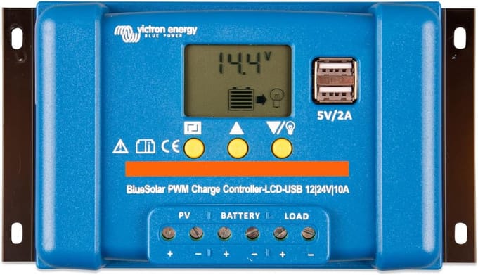 Laadregelaar 10A met USB-uitgang voor 12/24V systemen