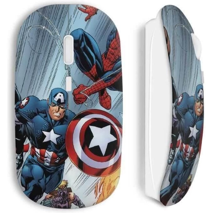 Souris Sans Fil - MANIACASE - Civil War Captain America - Clé USB WiFi - Compatible Mac et PC - Bleu