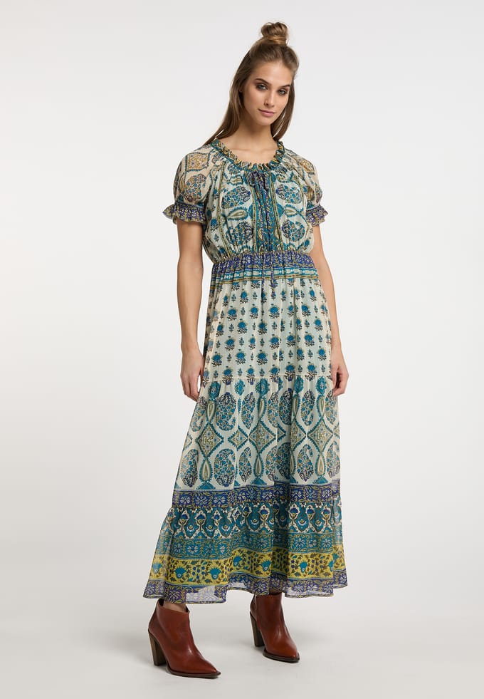 usha Maxi-jurk met all-over print Dames Blauw Veelkleurig