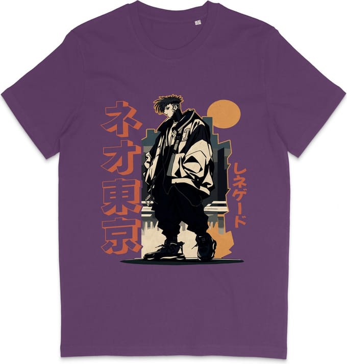 Heren en Dames T Shirt - Anime - Paars - M