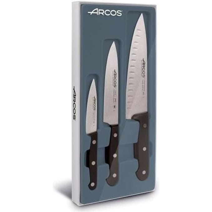 Coffret de couteaux - ARCOS - Universal - Acier inox Nitrum - 3 pièces - Manches POM noir
