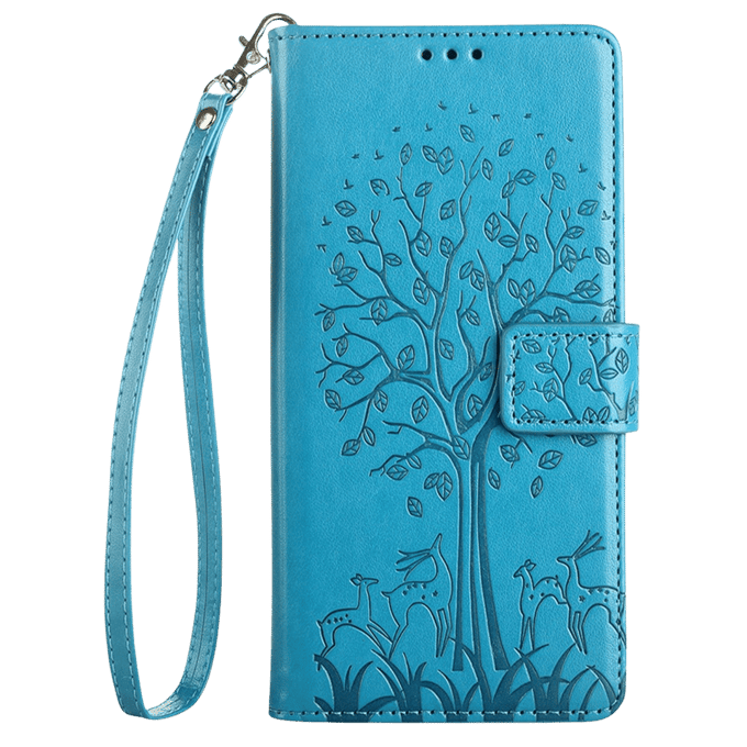 Mocaa Samsung Galaxy A15 Bookcase Gravure Hertjes Blauw