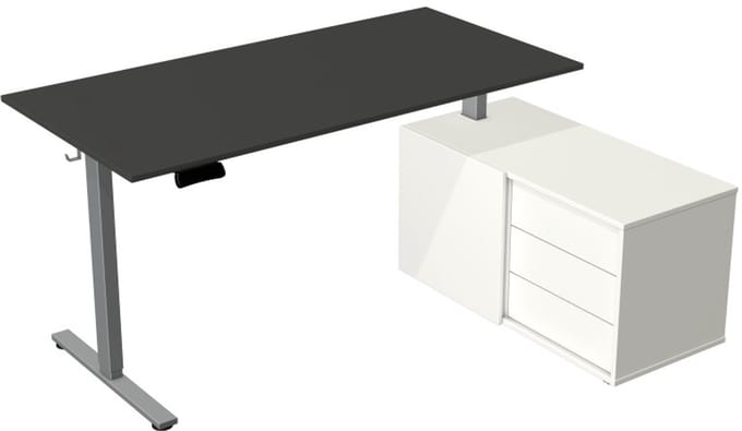 Elektrisch Zit-Sta Bureau met Sideboard Move New Base 160x80 Antraciet