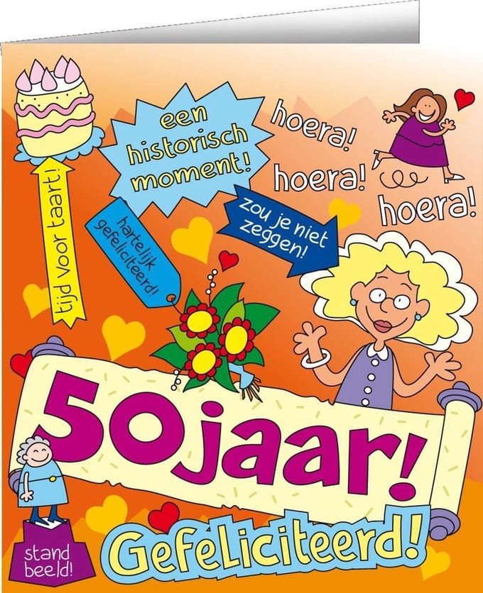 Wenskaarten - 50jr vrouw cartoon